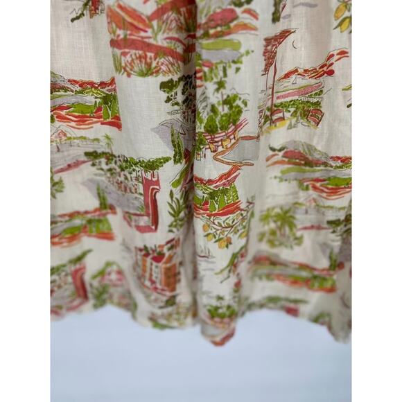 Cynthia Rowley 100% Linen Wide Leg Pull On Pant Sz L Capri Coastal Beachy Villa - Picture 4 of 8